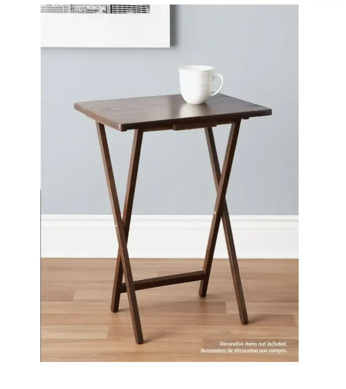 Mainstays Indoor Single Folding TV Tray Table - Walnut L 19 x W 15 x H 26 