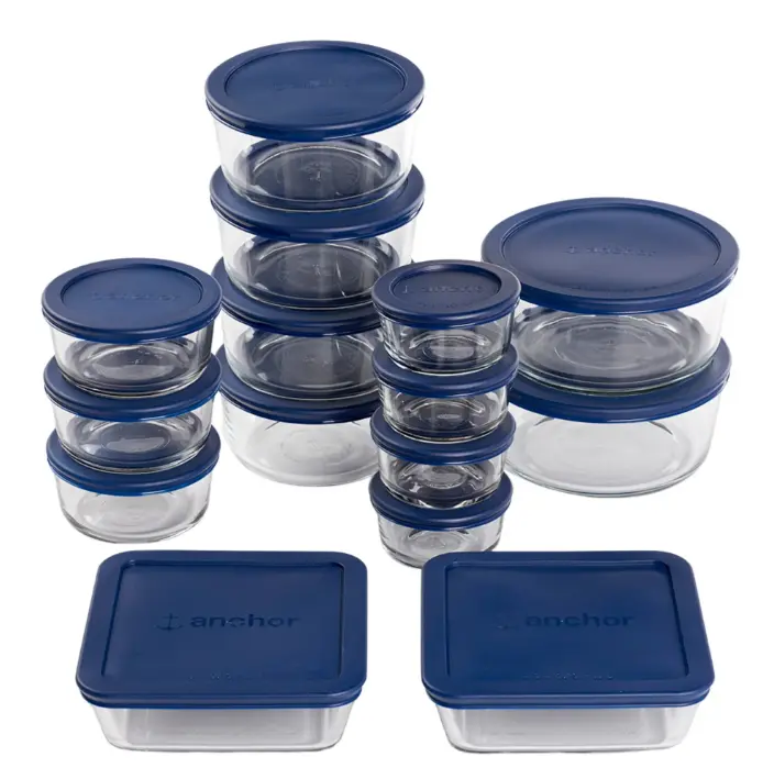 Anchor Hocking Glass Food Storage Containers with Lids, 29 Piece Set - No leaks