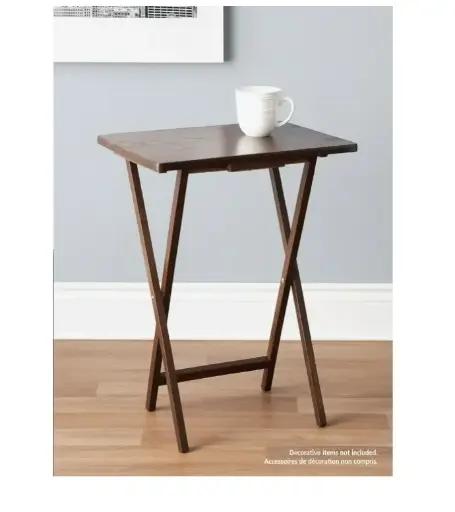 Mainstays Indoor Single Folding TV Tray Table - Walnut L 19 x W 15 x H 26 