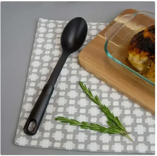 Nylon Solid Serving Spoon, Soft-Touch Handle, Black, Dishwasher Safe 