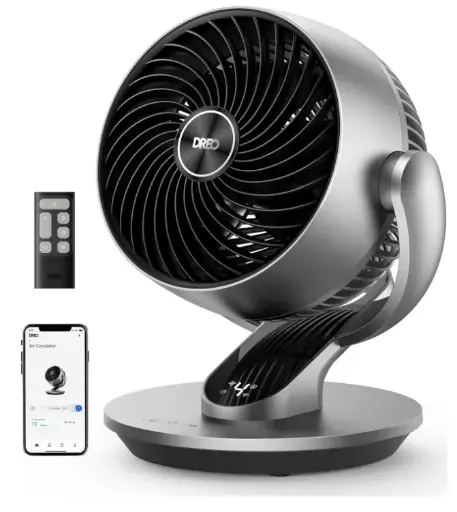 Dreo Smart Fan for Home,120° Vertical and 90° Oscillating Fan with Remote/Voice, 13 Inch Height Quiet Air Circulator for Whole Room, 70 ft, 4 Speeds, 5 Modes, 12H Timer