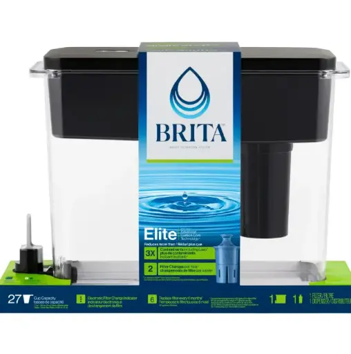 Brita Extra Large Ultramax 27 Cup Black Filtered Water Dispenser with LED Indicator for Filter Life with used elite filter