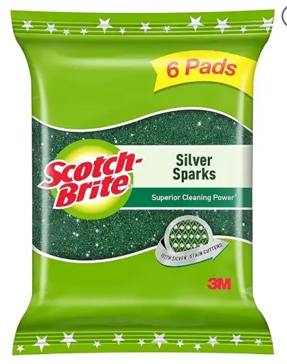 Scotch-Brite Silver Sparks Scrub Pad 2.75x4 (Pack of 6)
